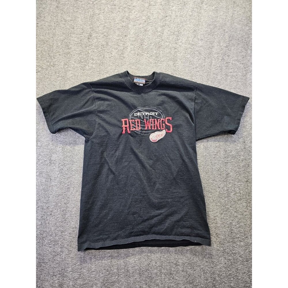 VTG Crable Sportswear Detroit Redwings Mens Medium T Shirt Black 100% Cotton